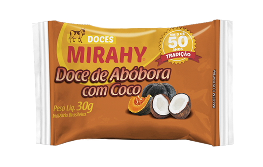 Doce de Abóbora com Coco Barra 30g - Caixa 70un