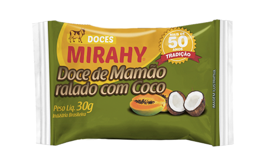Doce de Mamão Ralado com Coco Barra 30g - Caixa 70un